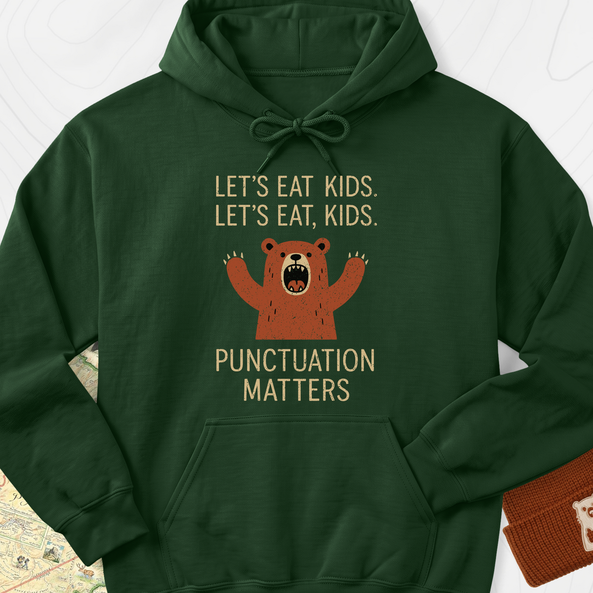 Punctuation Saves Lives Hoodie - Forest Green