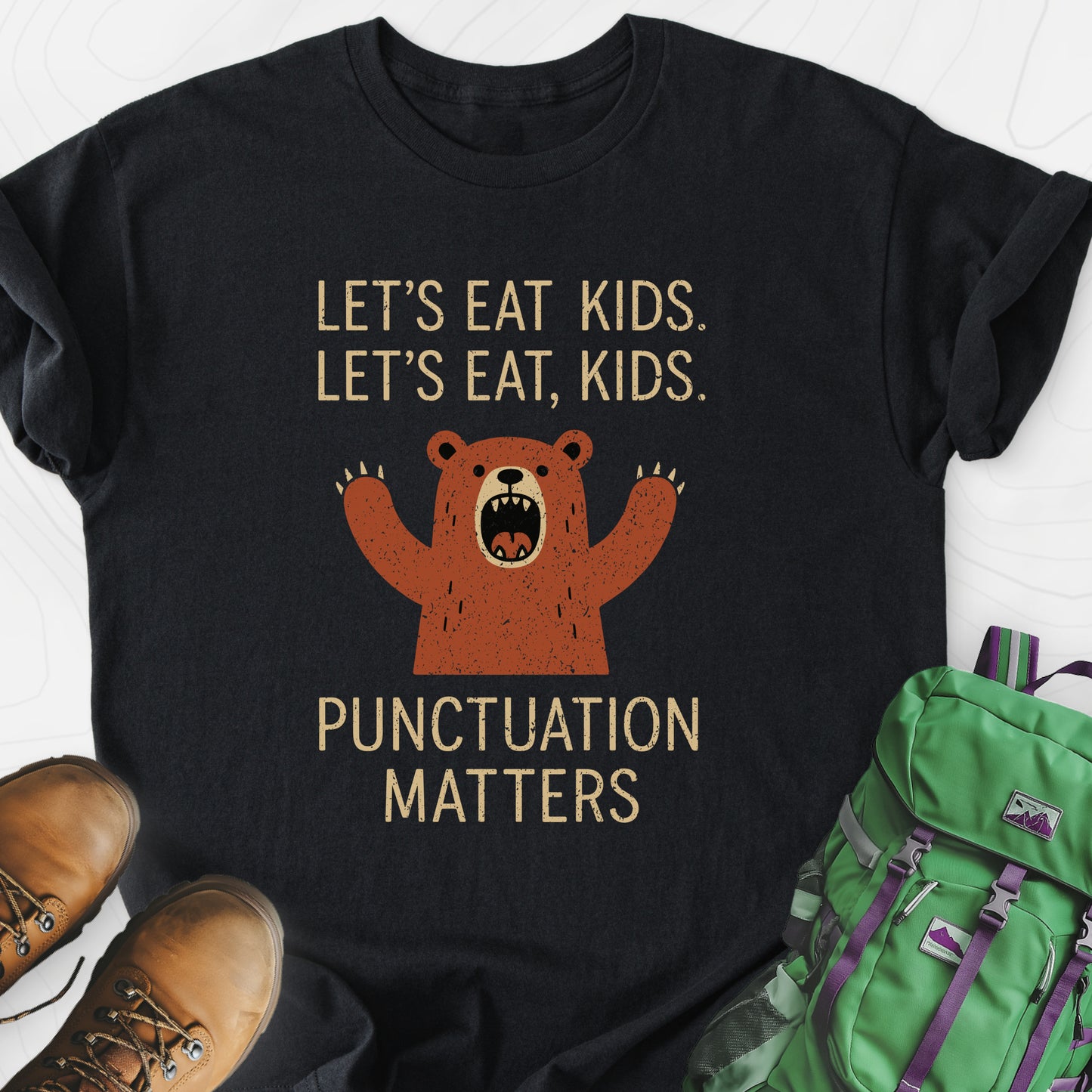 Punctuation Saves Lives Black front print lightweight T-shirt