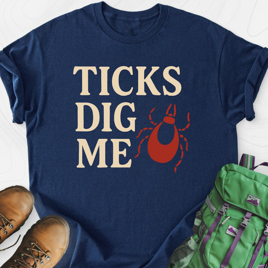Ticks Dig Me Navy front print lightweight T-shirt