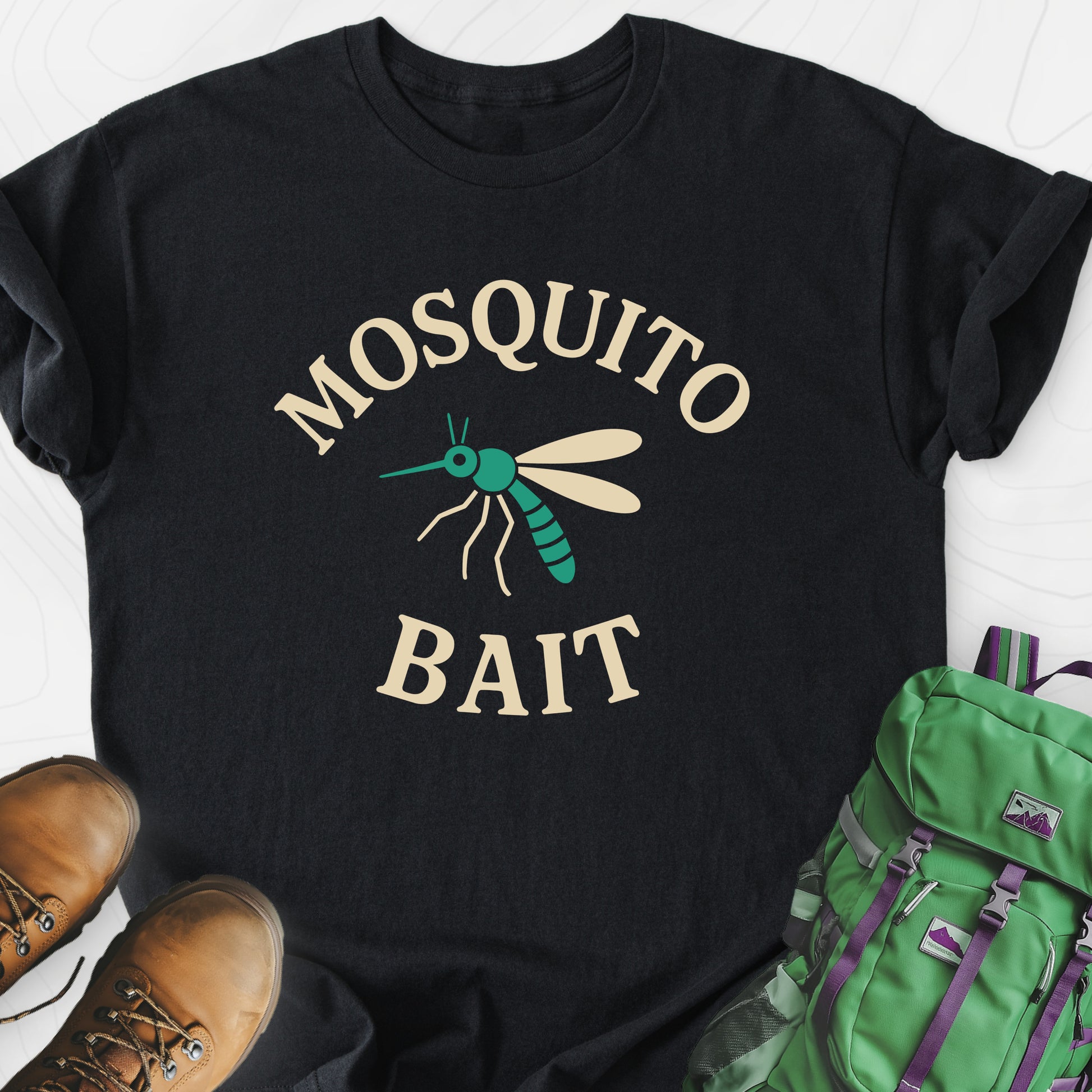 Classic Mosquito Bait Black front print lightweight T-shirt