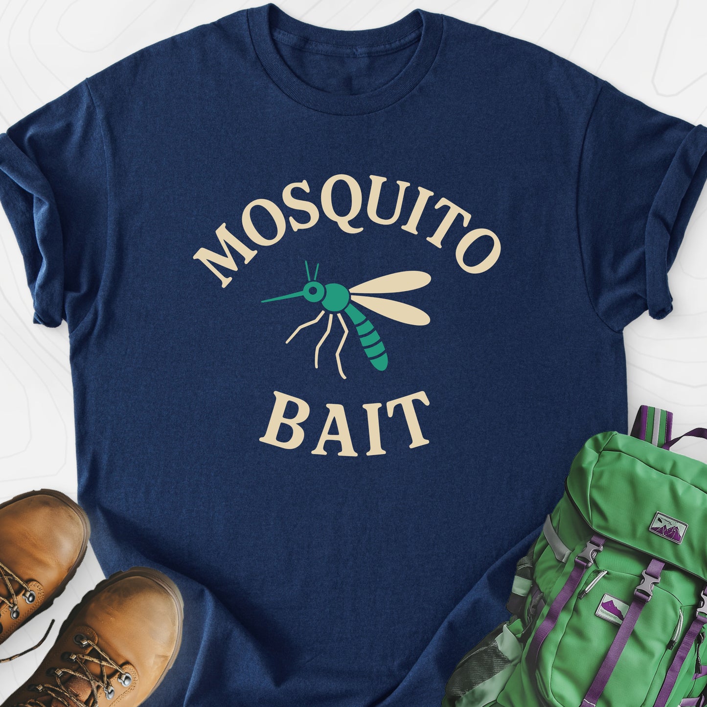 Classic Mosquito Bait Navy front print lightweight T-shirt
