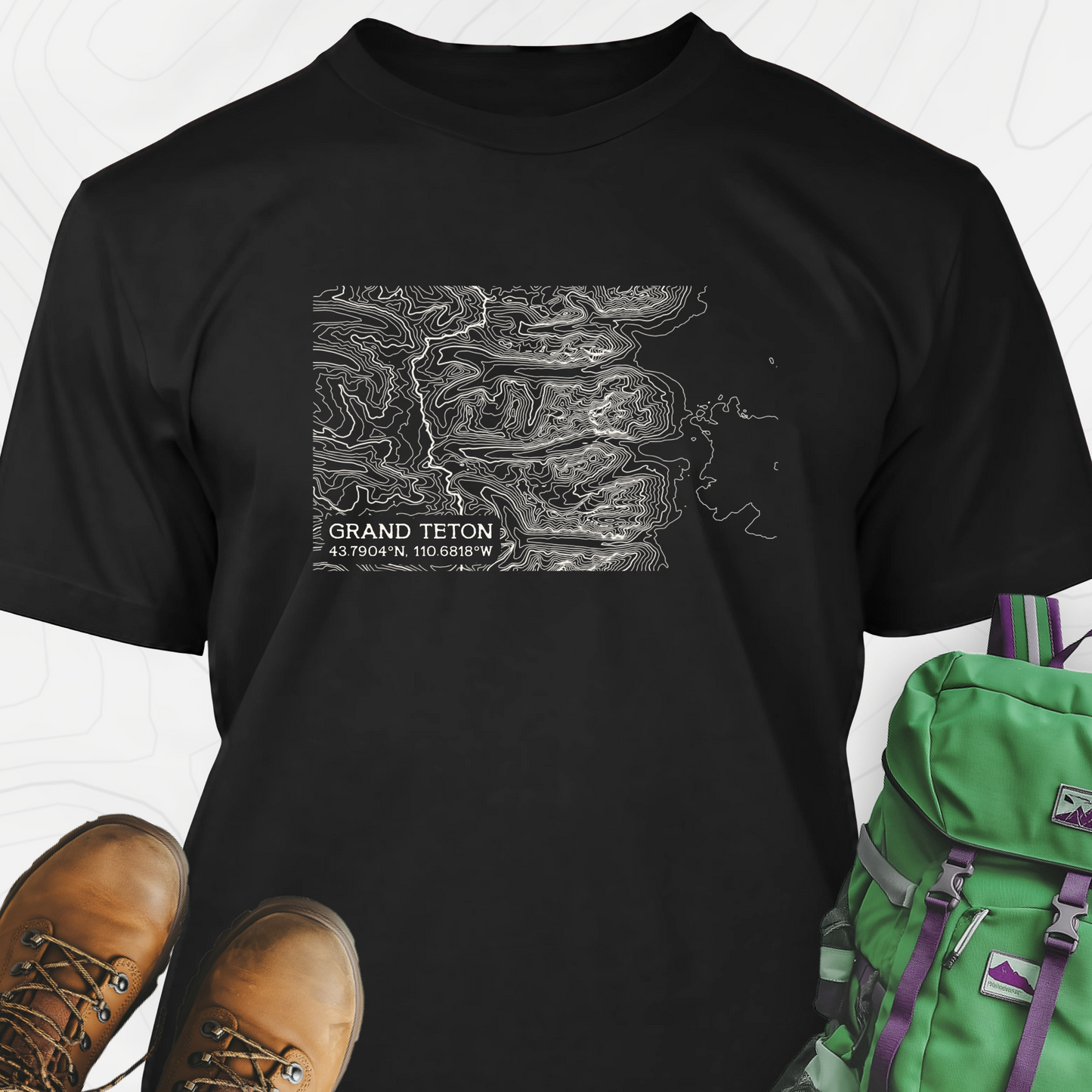 Grand Teton Topo Map T-Shirt