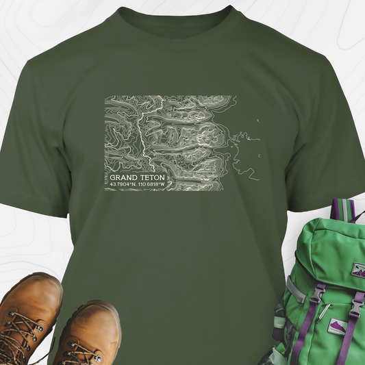 Grand Teton Topo Map T-Shirt