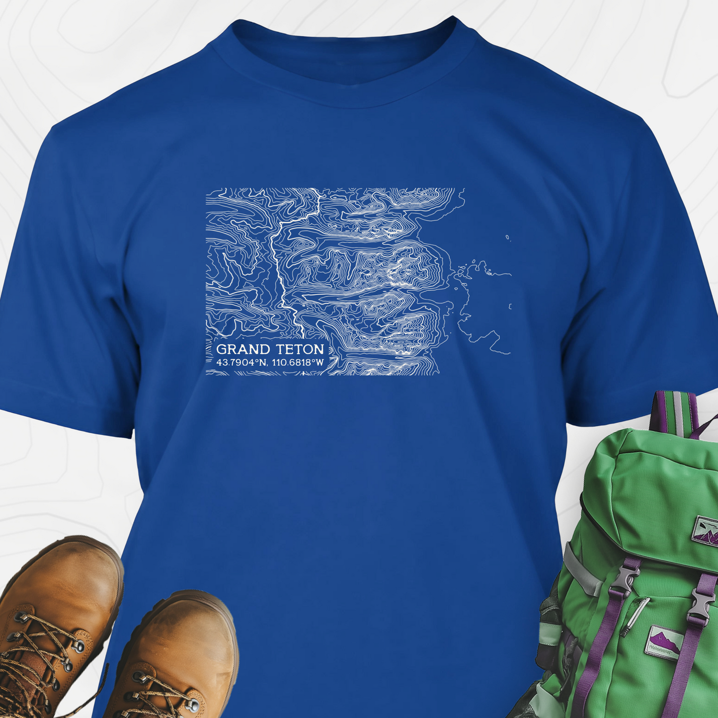 Grand Teton Topo Map T-Shirt