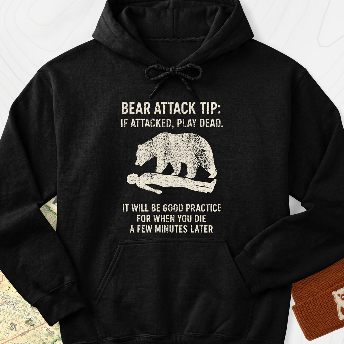 Bear Attack Tip Hoodie - Black
