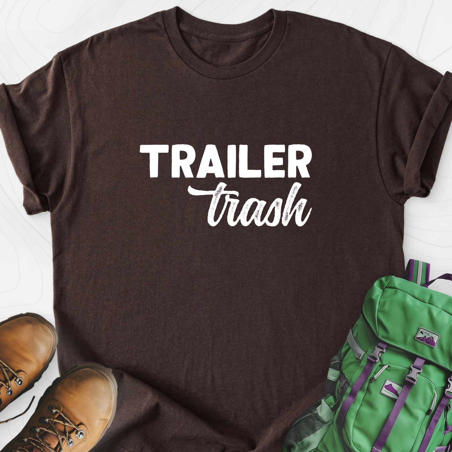 Trailer Trash Dark Chocolate front print lightweight T-shirt