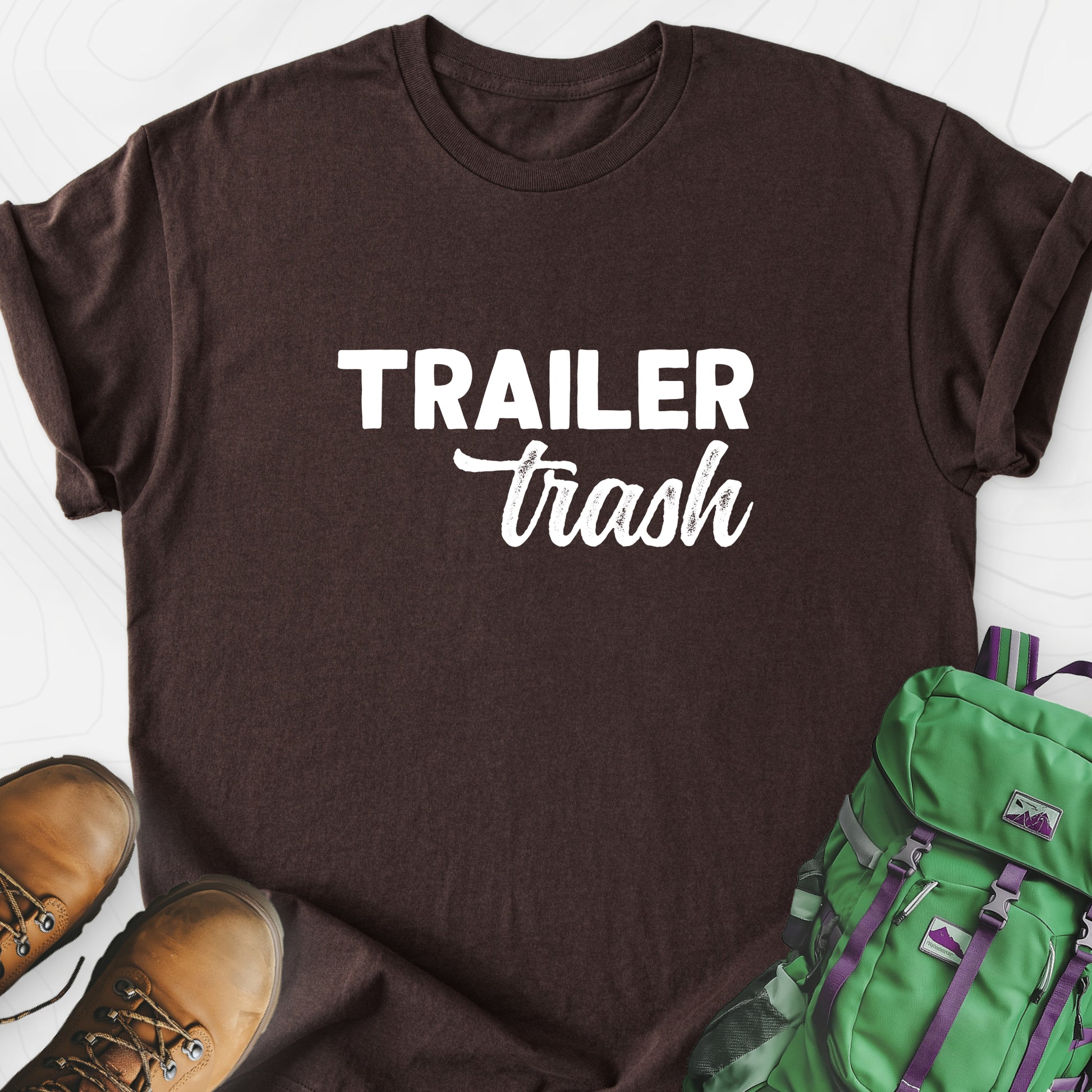 Trailer Trash Dark Chocolate front print lightweight T-shirt