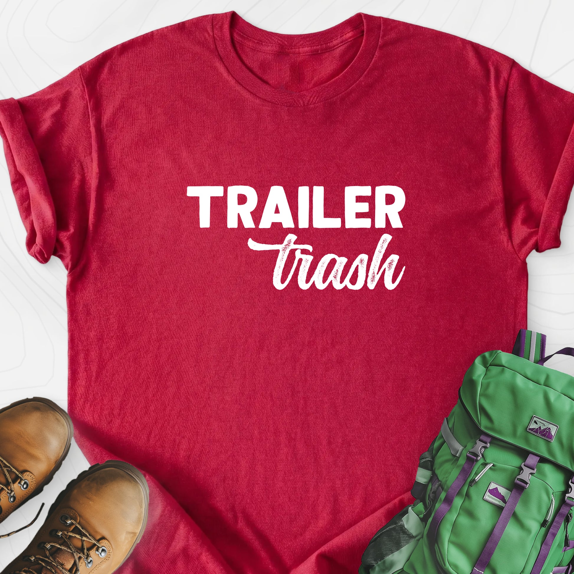Trailer Trash Heather Red front print lightweight T-shirt
