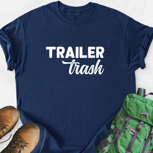 Trailer Trash Navy front print lightweight T-shirt
