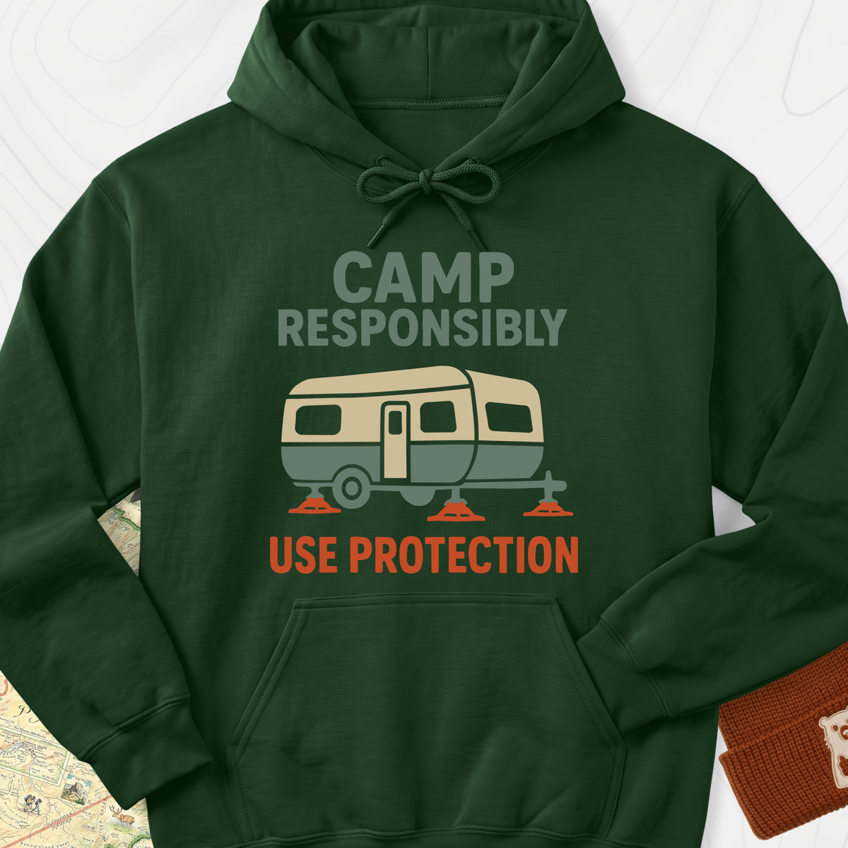 Camp Responsibly Hoodie - Forest Green