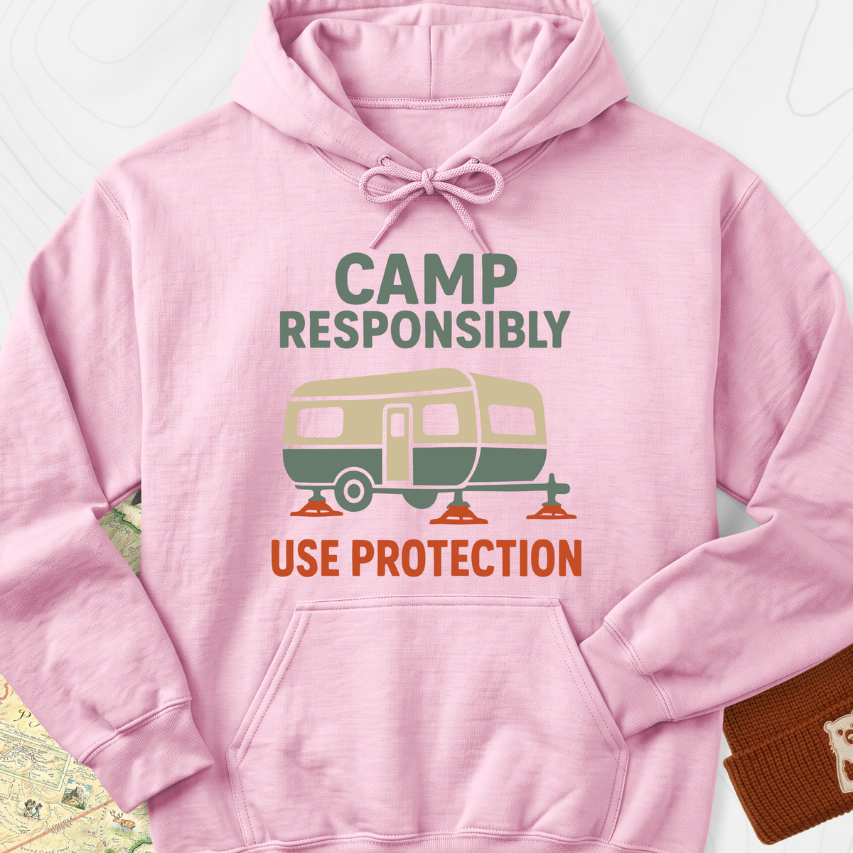 Camp Responsibly Hoodie - Light Pink