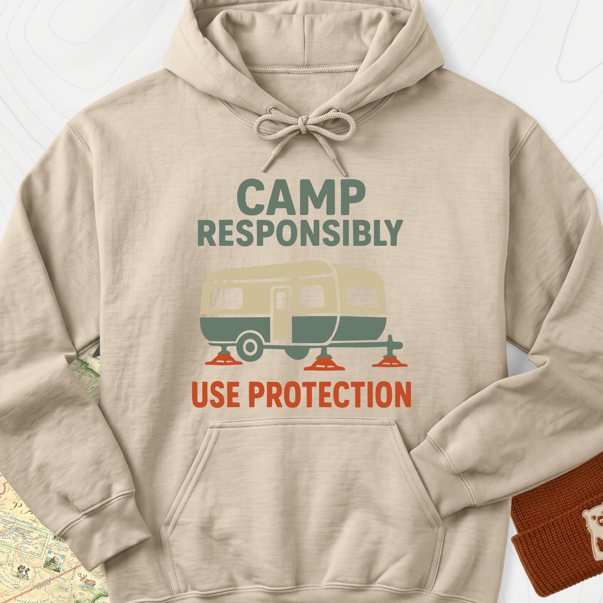 Camp Responsibly Hoodie - Sand
