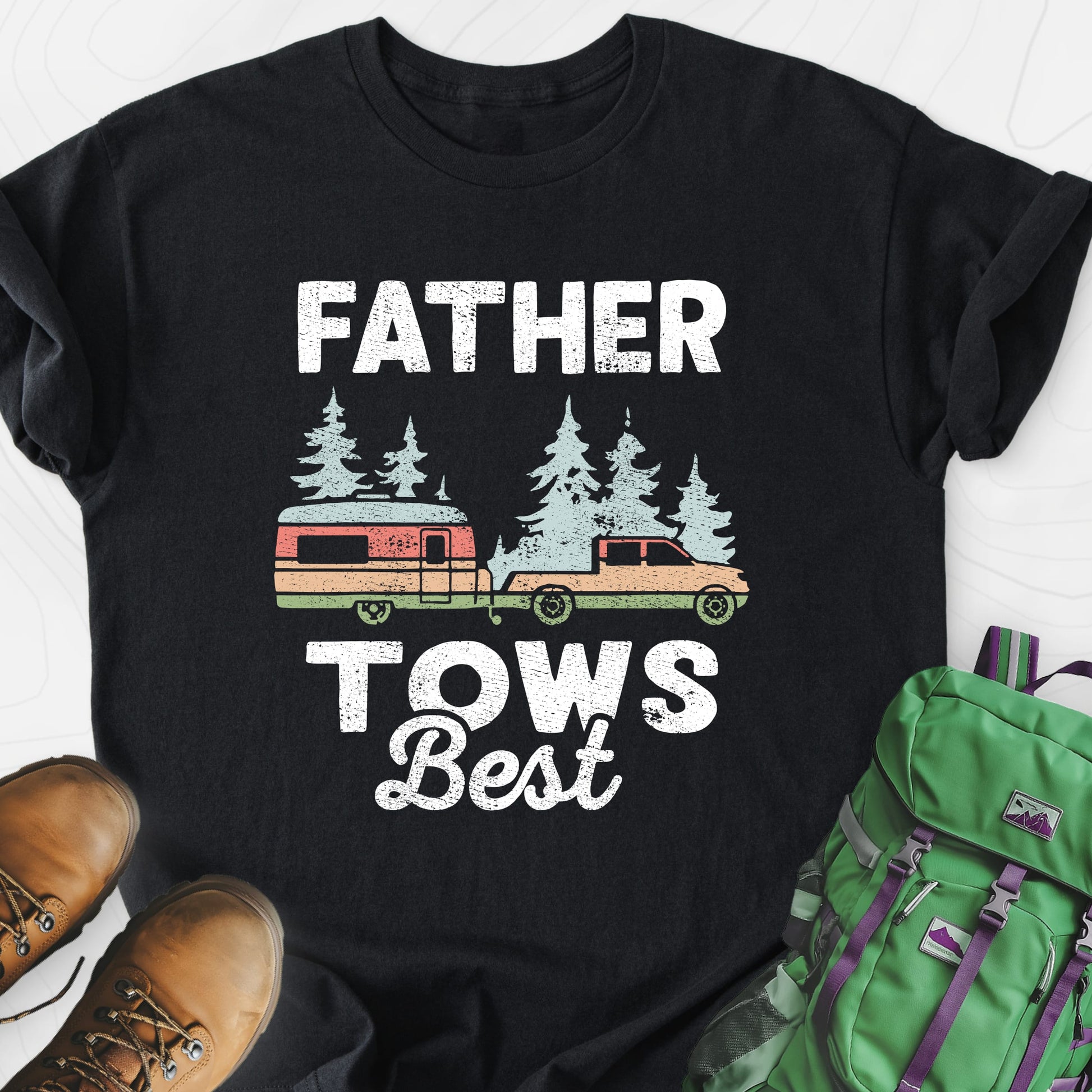 Father Tows Best Black front print lightweight T-shirt