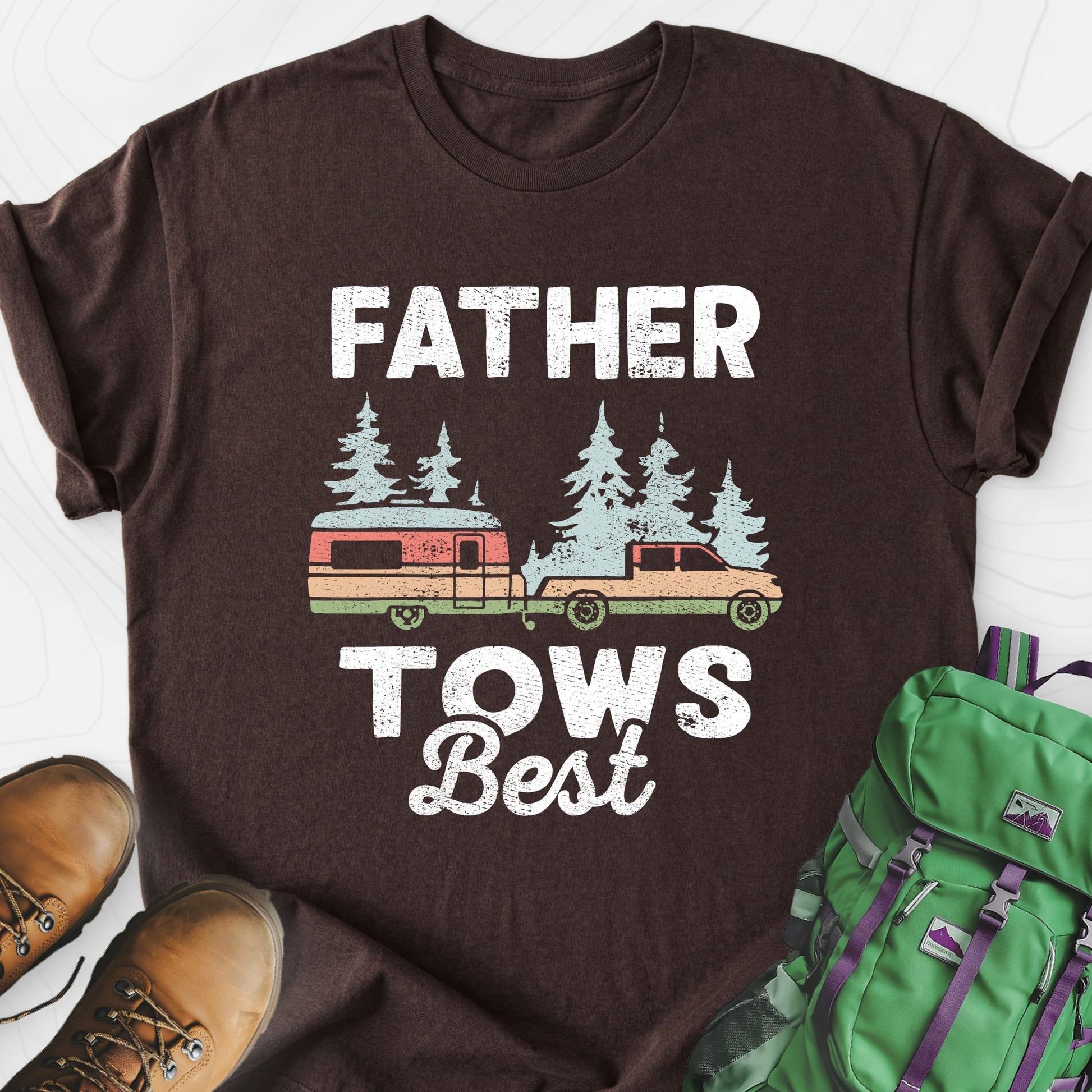 Father Tows Best Dark Chocolate front print lightweight T-shirt