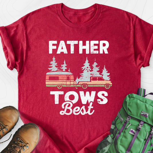 Father Tows Best Heather Red front print lightweight T-shirt