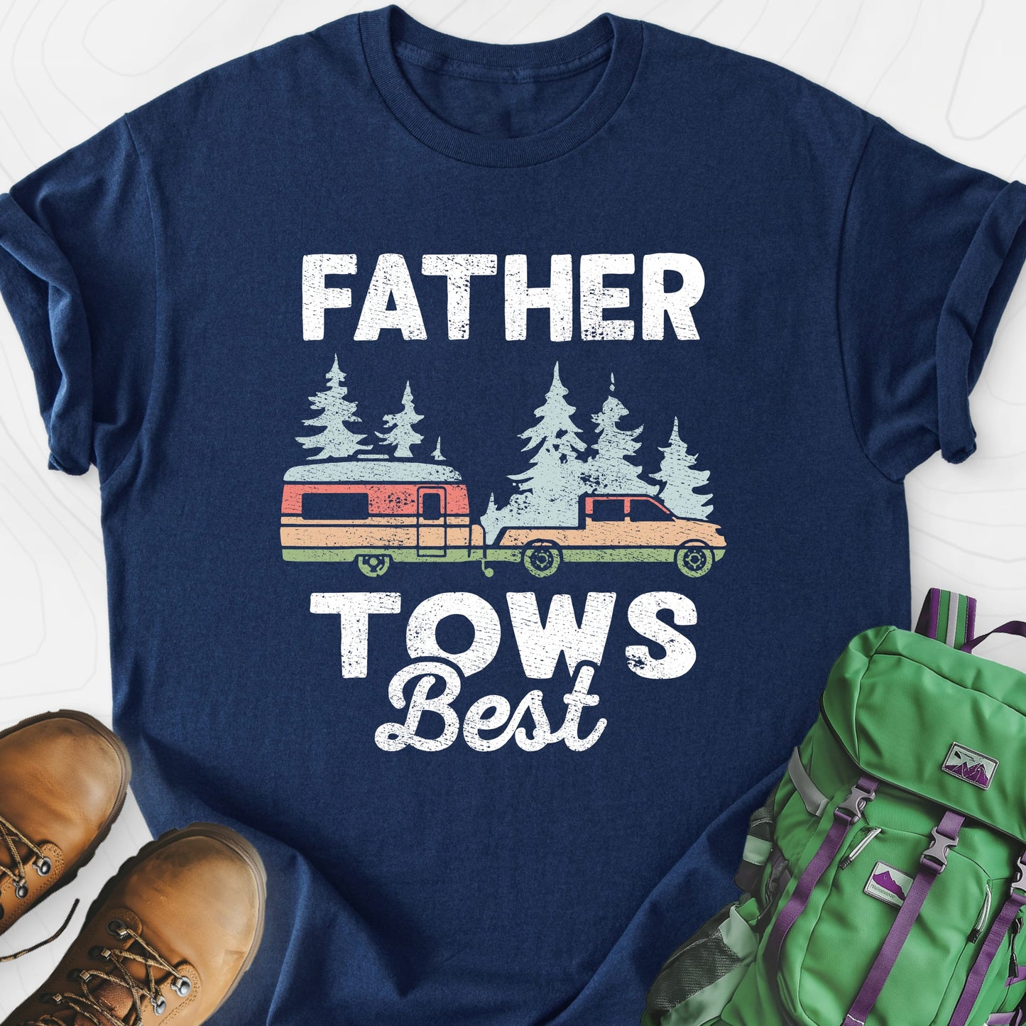 Father Tows Best Navy front print lightweight T-shirt