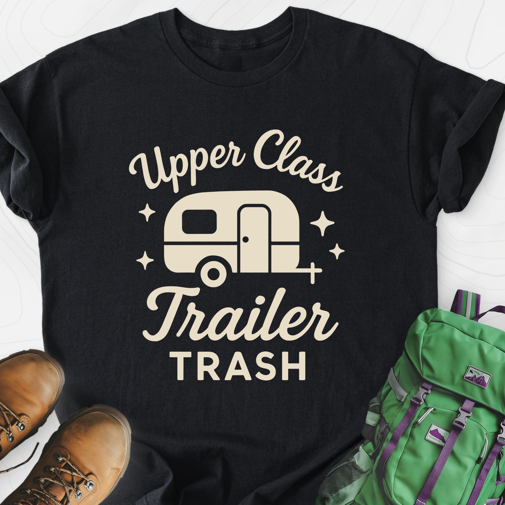 Upper Class Trailer Trash Black front print lightweight T-shirt