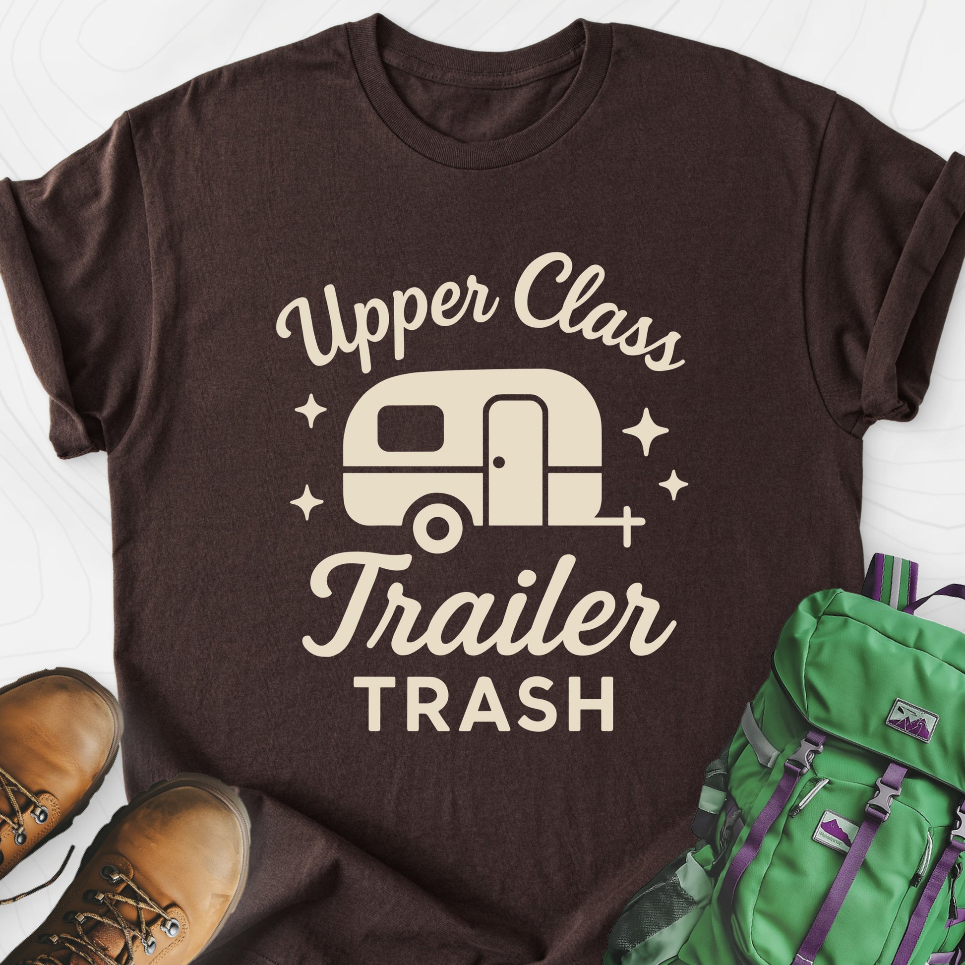 Upper Class Trailer Trash Dark Chocolate front print lightweight T-shirt
