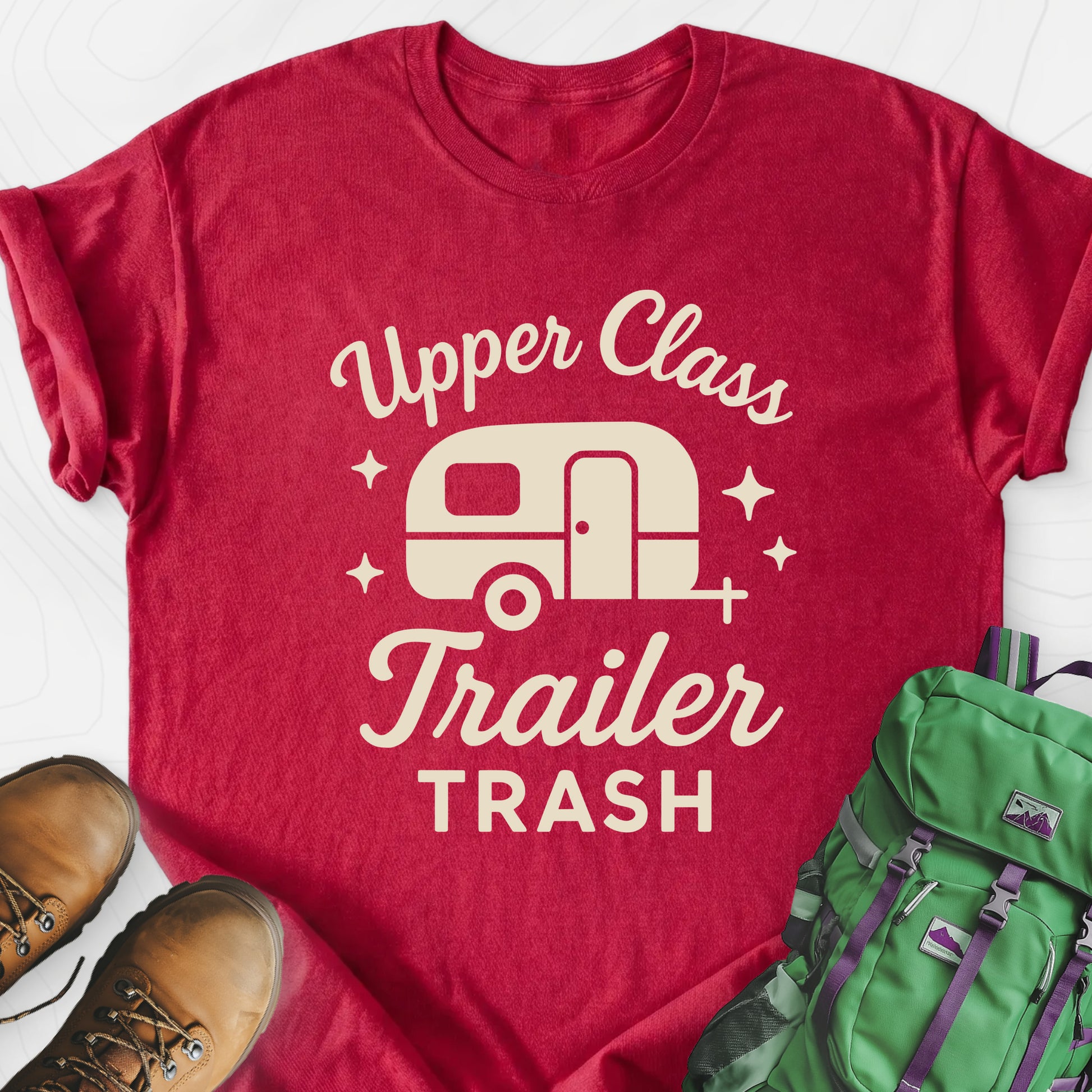 Upper Class Trailer Trash Heather Red front print lightweight T-shirt