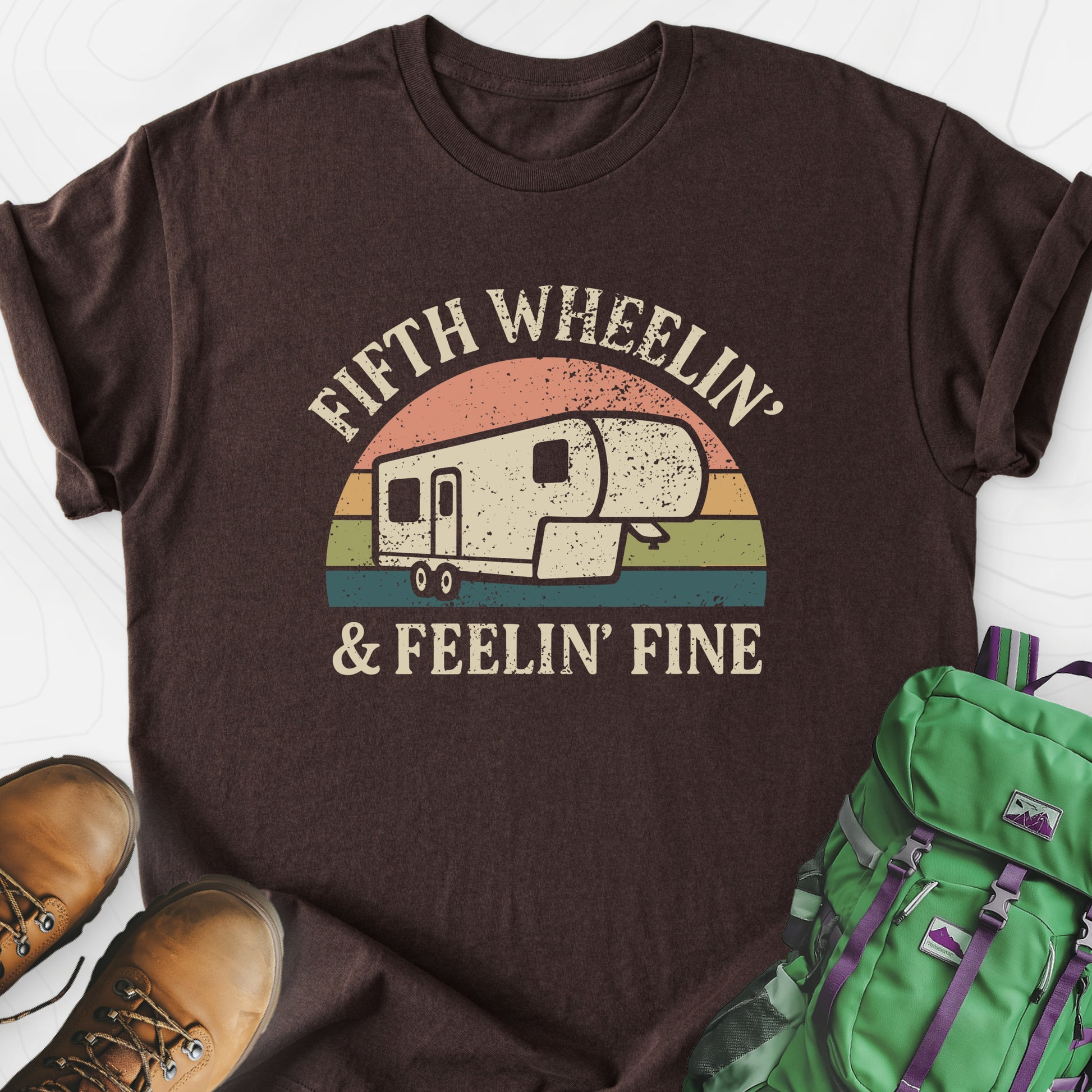 Fifth Wheelin' Dark Chocolate front print lightweight T-shirt