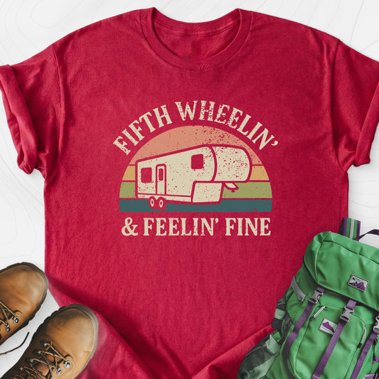 Fifth Wheelin' Heather Red front print lightweight T-shirt