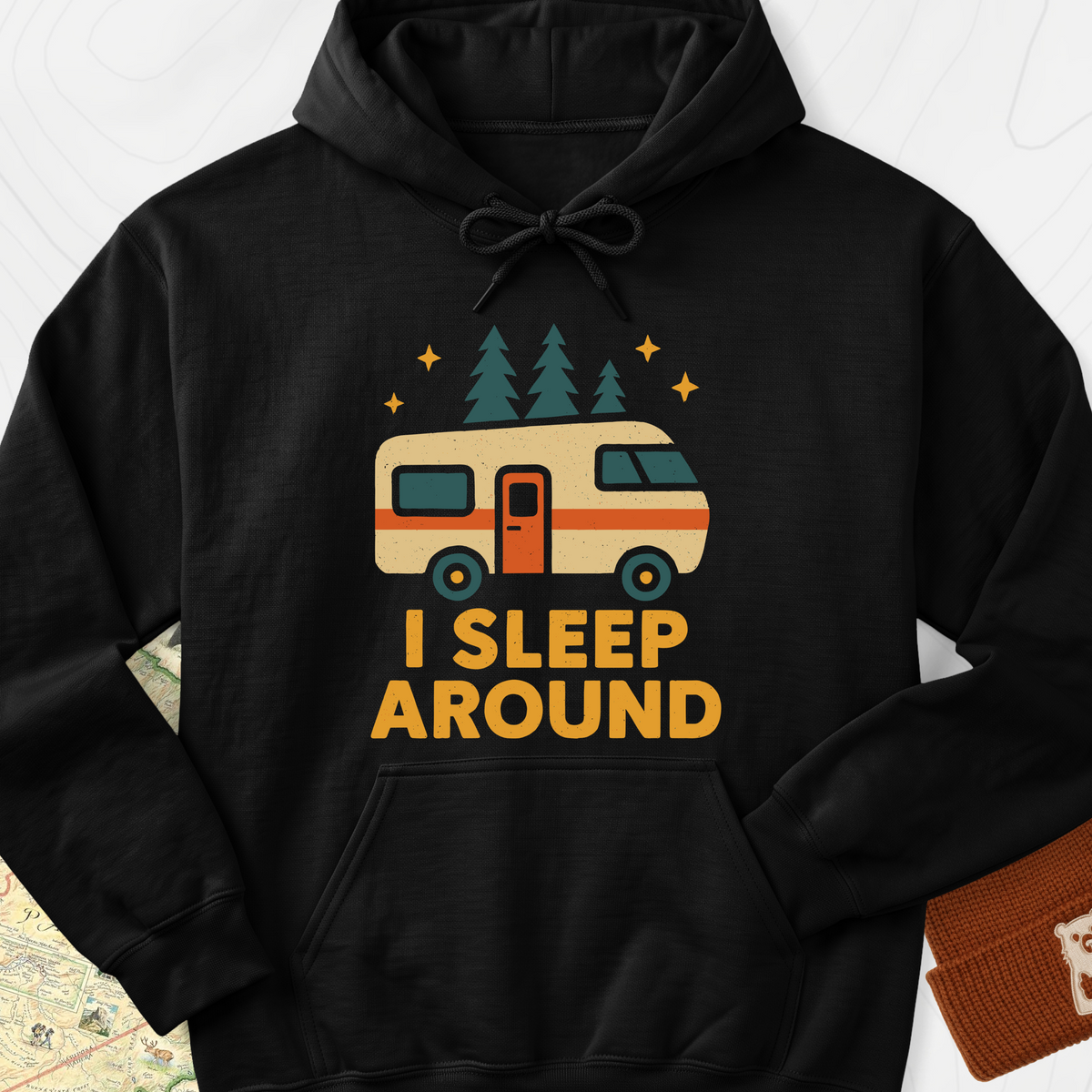 I Sleep Around Hoodie - Black