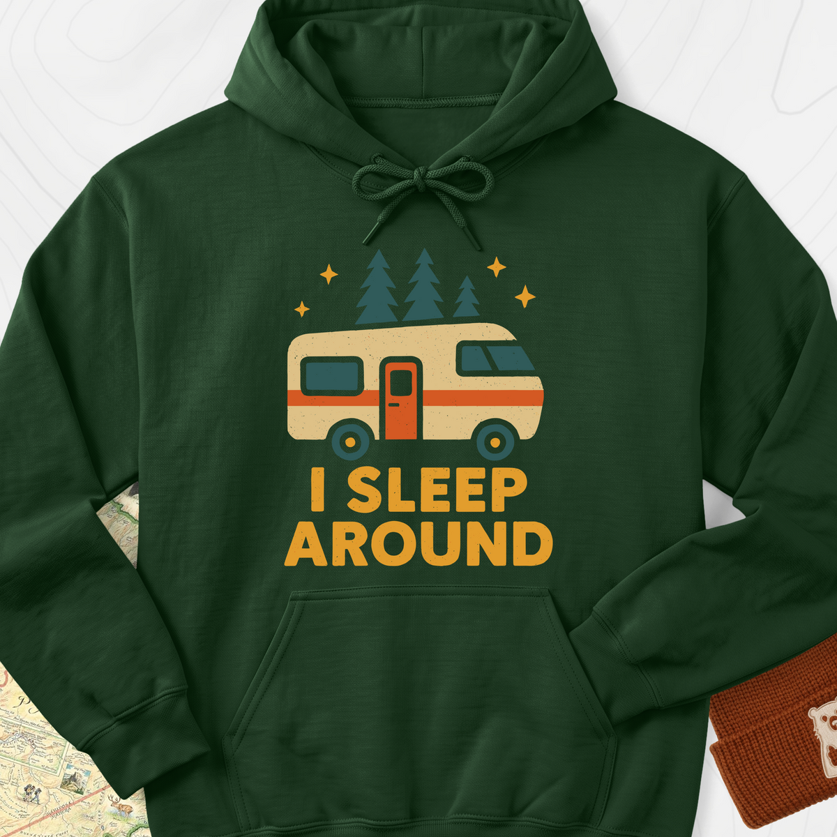 I Sleep Around Hoodie - Forest Green