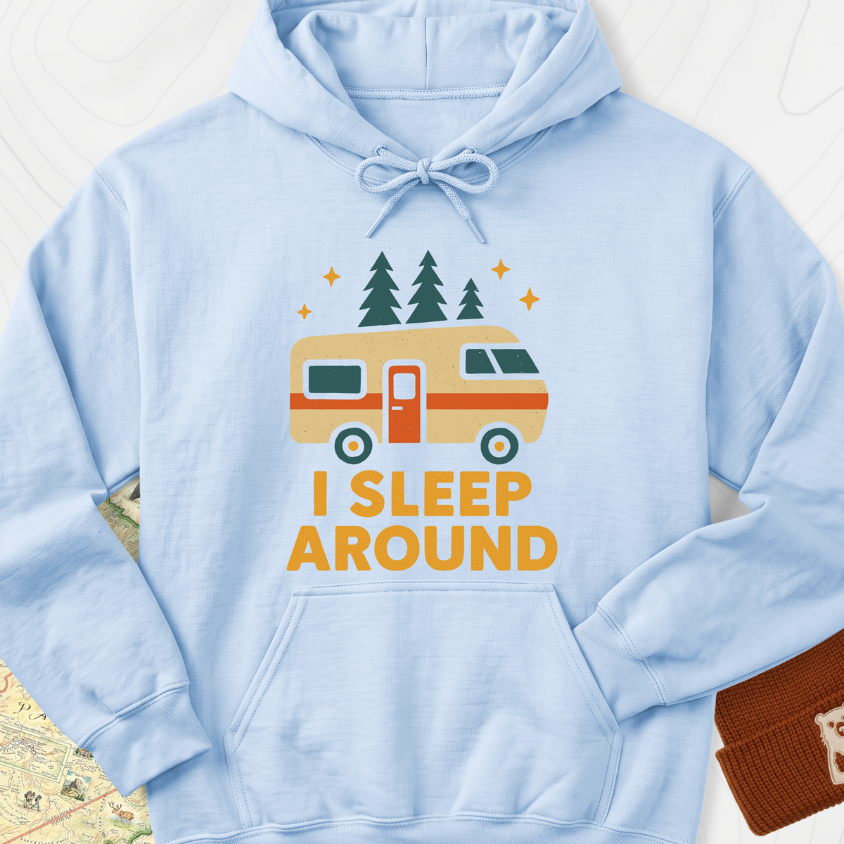 I Sleep Around Hoodie - Light Blue