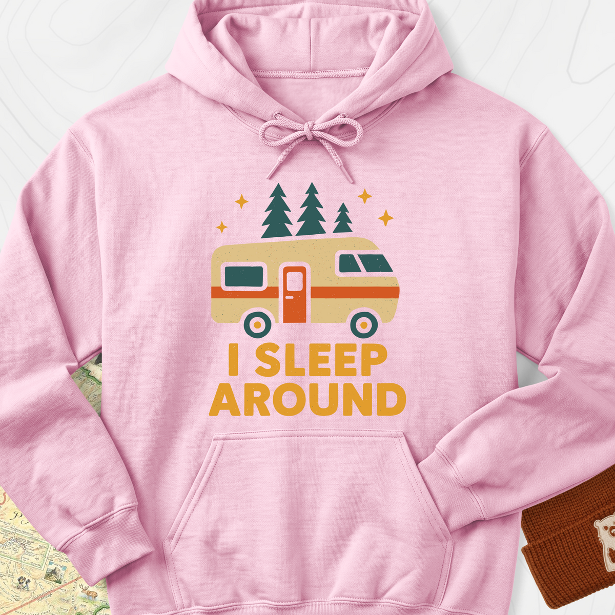 I Sleep Around Hoodie - Light Pink