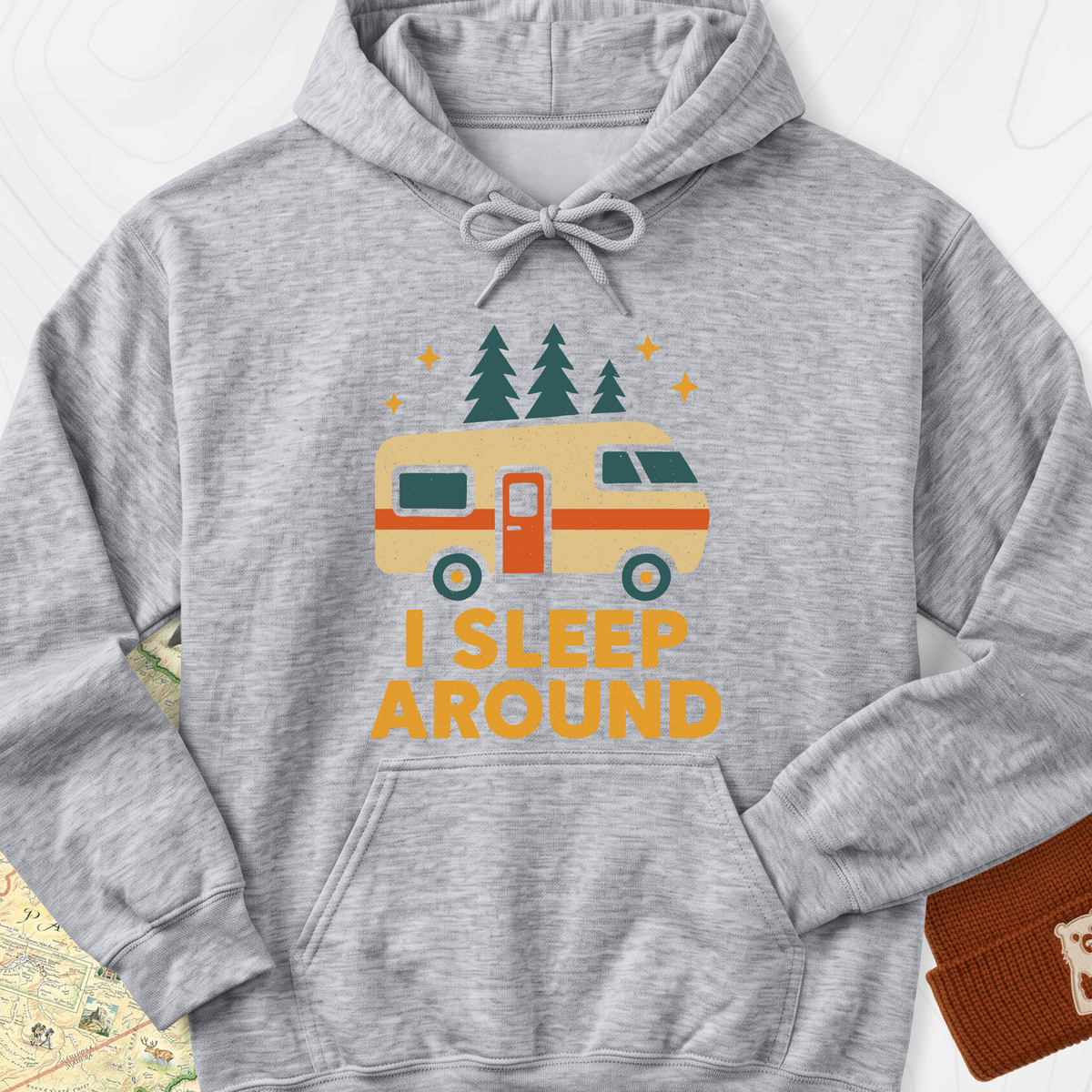 I Sleep Around Hoodie - Sport Grey