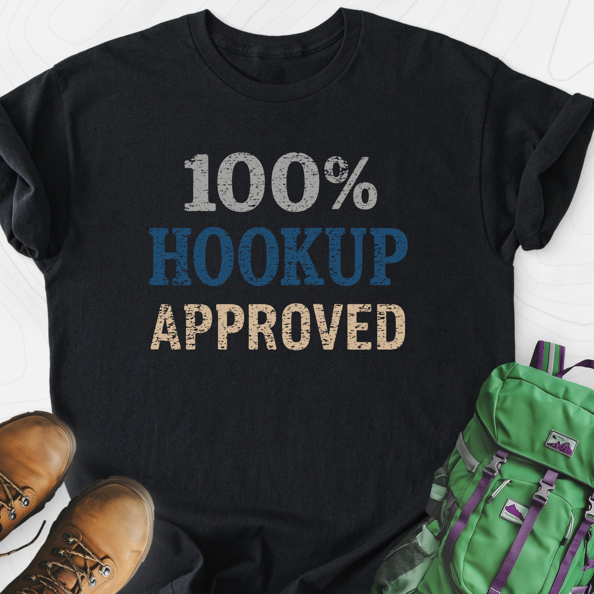 Hookup Approved Black front print lightweight T-shirt
