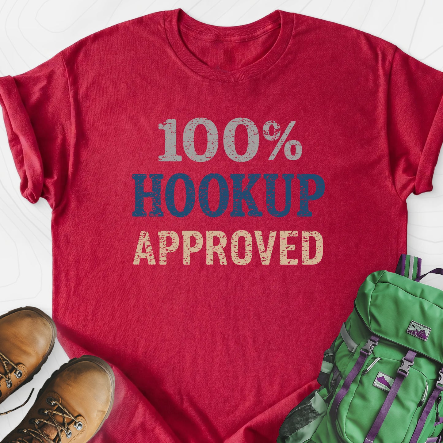 Hookup Approved Heather Red front print lightweight T-shirt