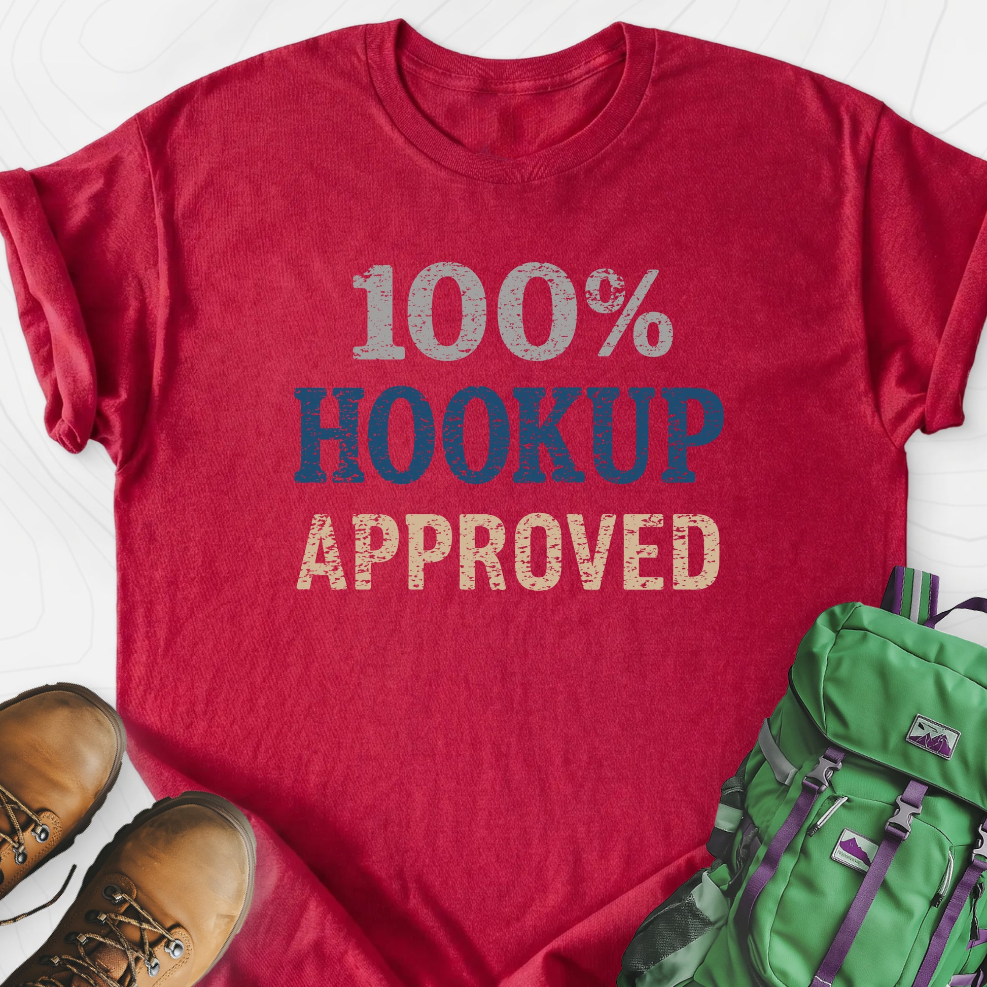 Hookup Approved Heather Red front print lightweight T-shirt