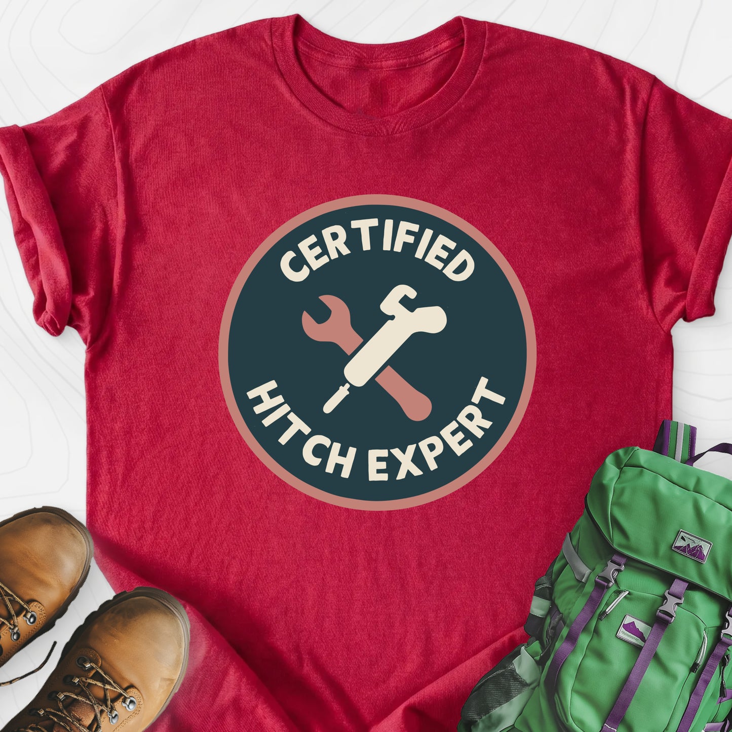 Hitch Expert Heather Red front print lightweight T-shirt