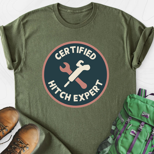 Hitch Expert Military Green front print lightweight T-shirt