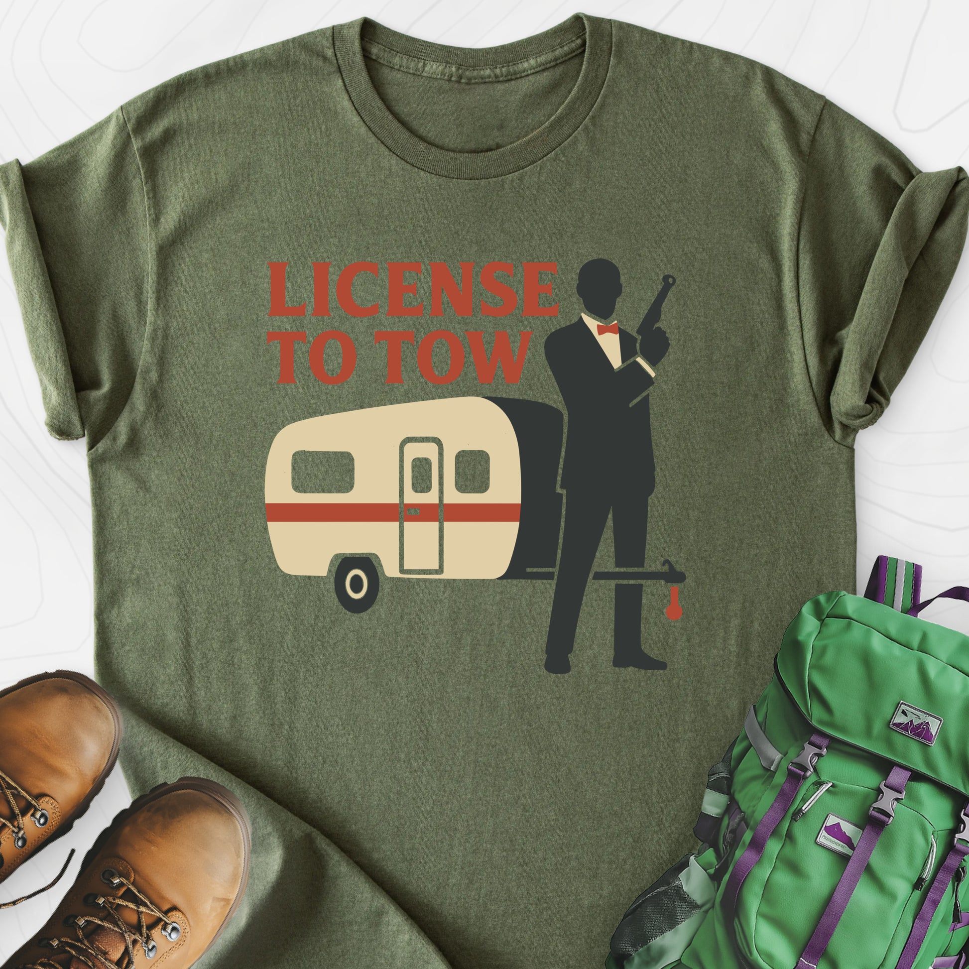 License to Tow Military Green front print lightweight T-shirt