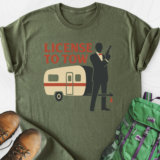 License to Tow Military Green front print lightweight T-shirt
