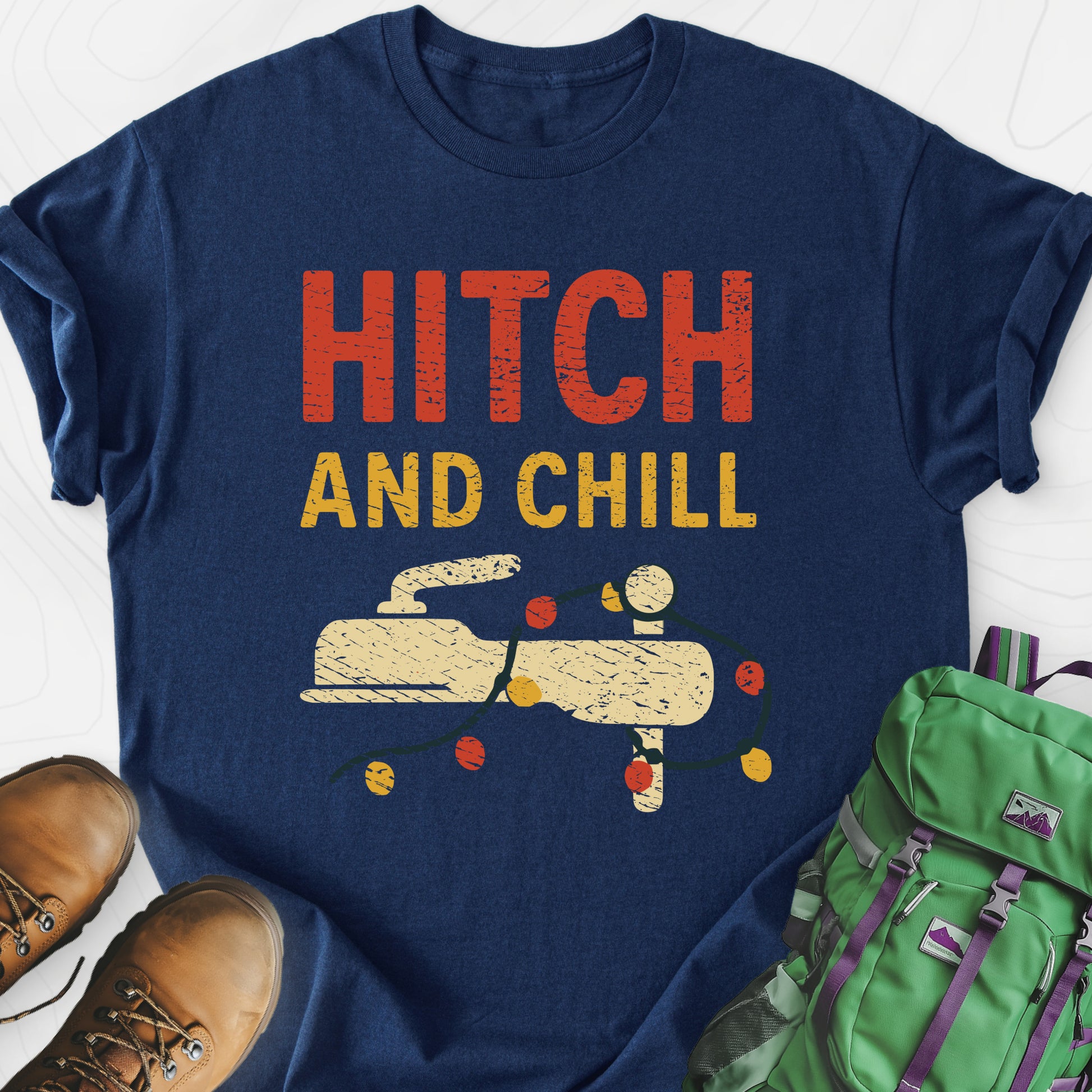 Hitch and Chill Navy front print lightweight T-shirt