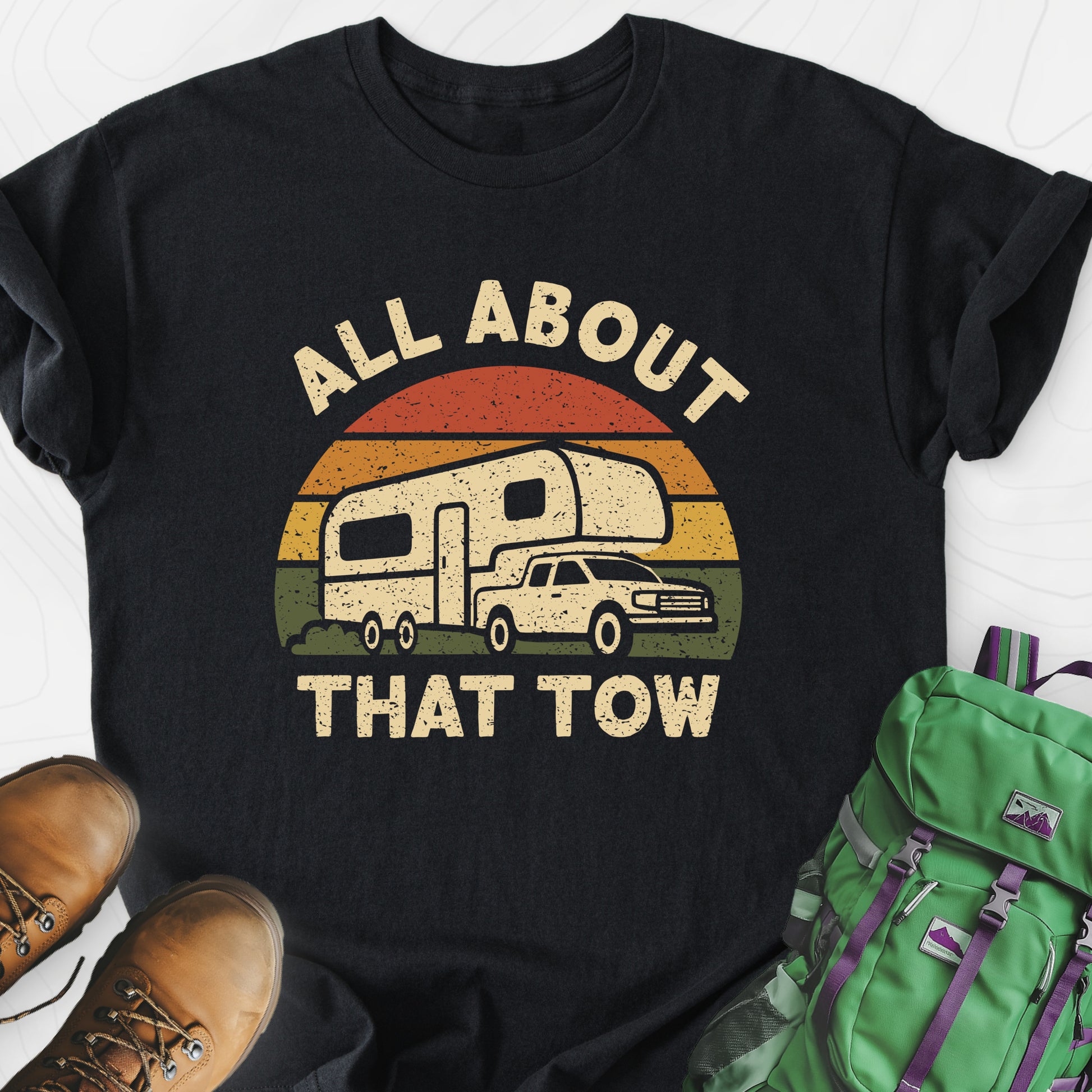 All About That Tow Black front print lightweight T-shirt