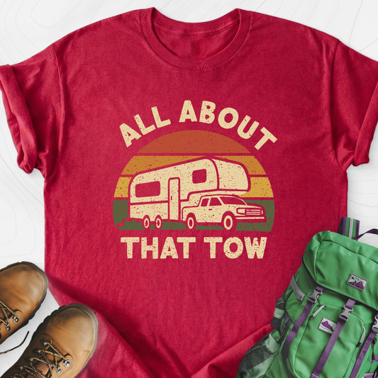 All About That Tow Heather Red front print lightweight T-shirt