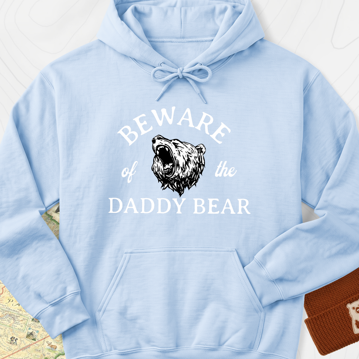 Beware of the Daddy Bear Hoodie - Light Blue