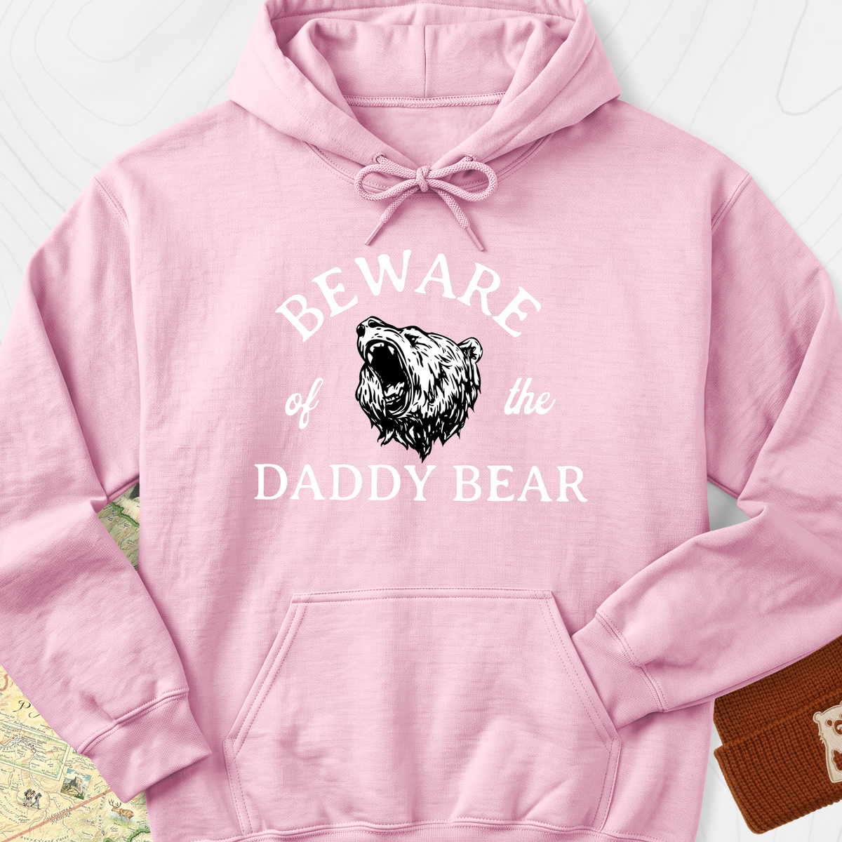 Beware of the Daddy Bear Hoodie - Light Pink