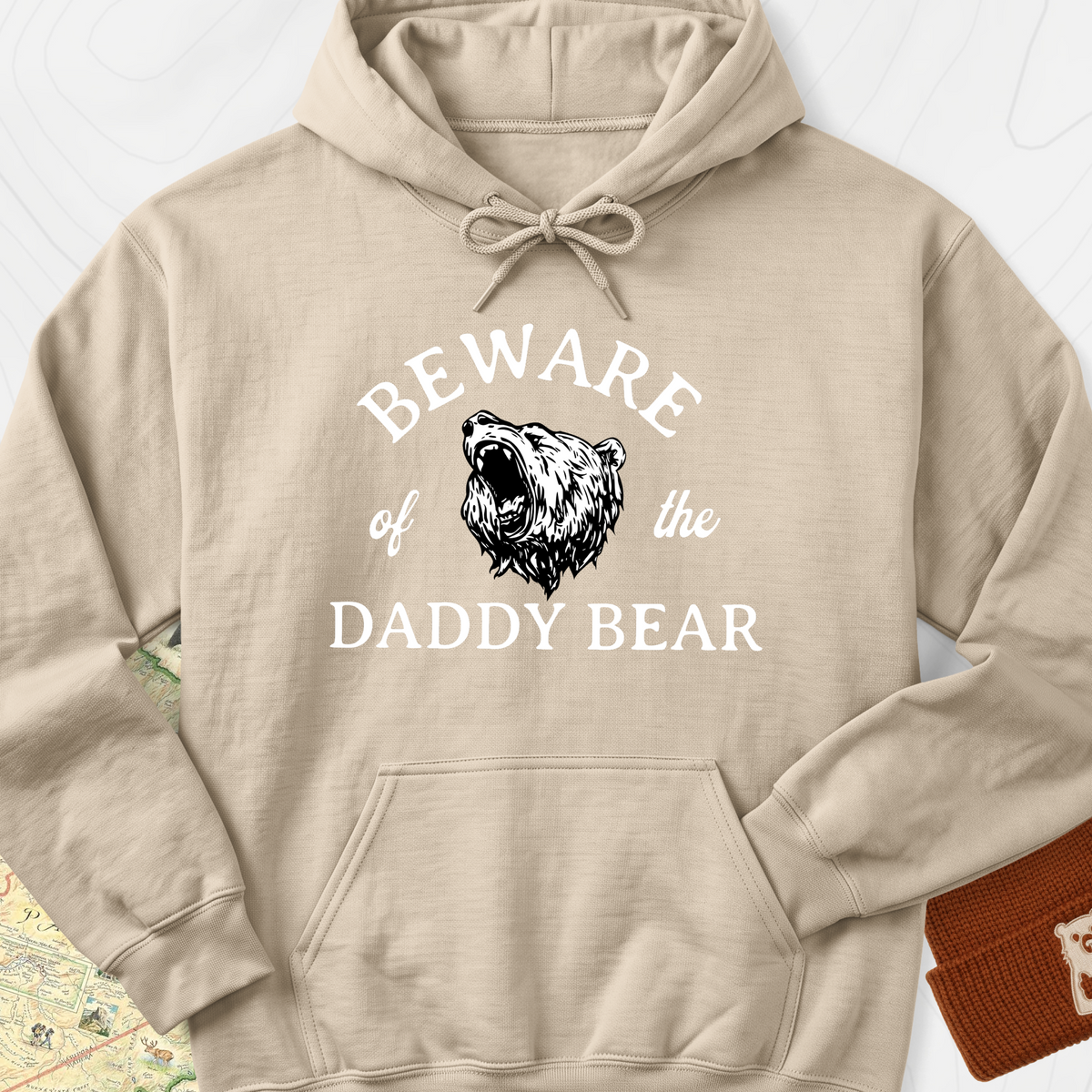 Beware of the Daddy Bear Hoodie - Sand