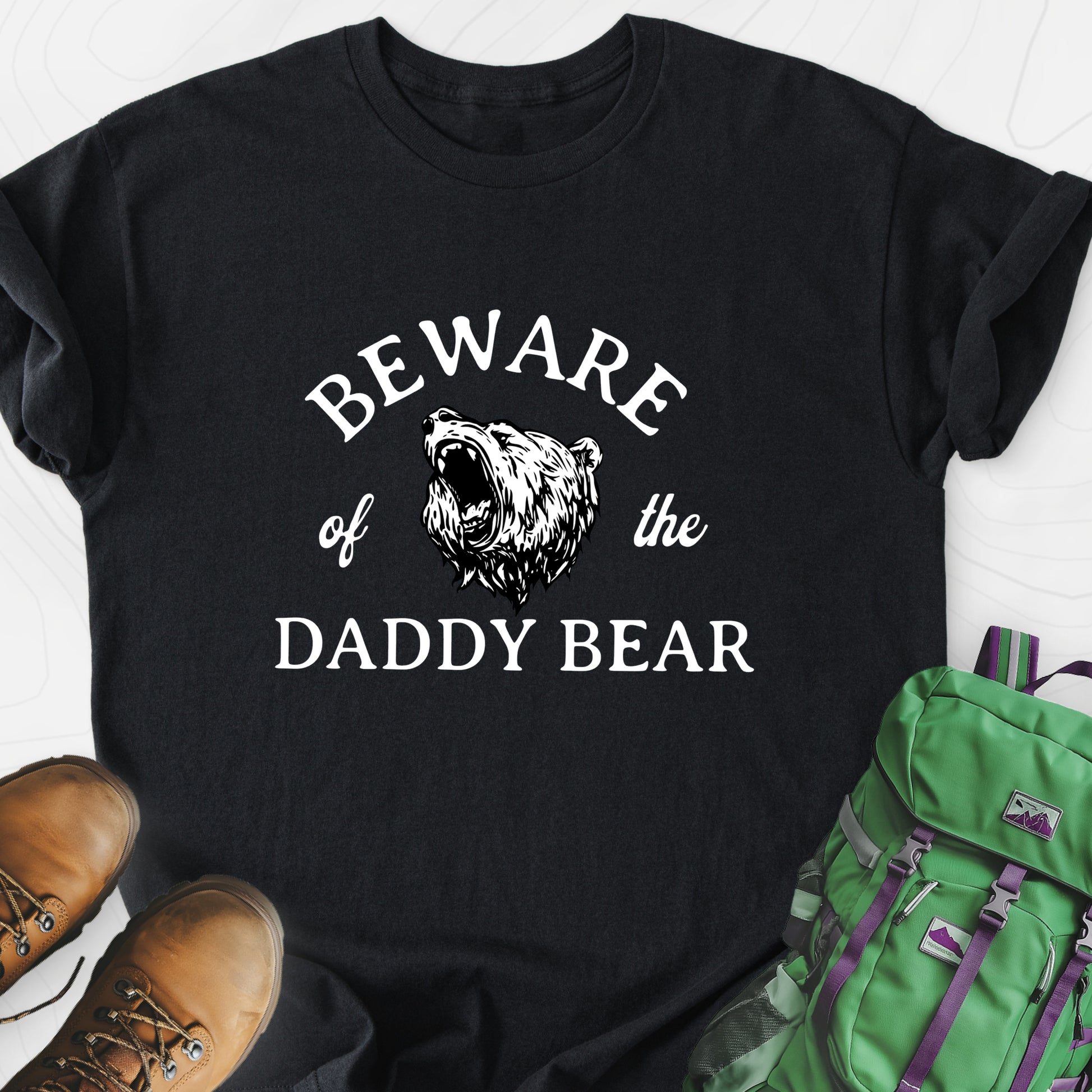 Beware of the Daddy Bear Black front print lightweight T-shirt
