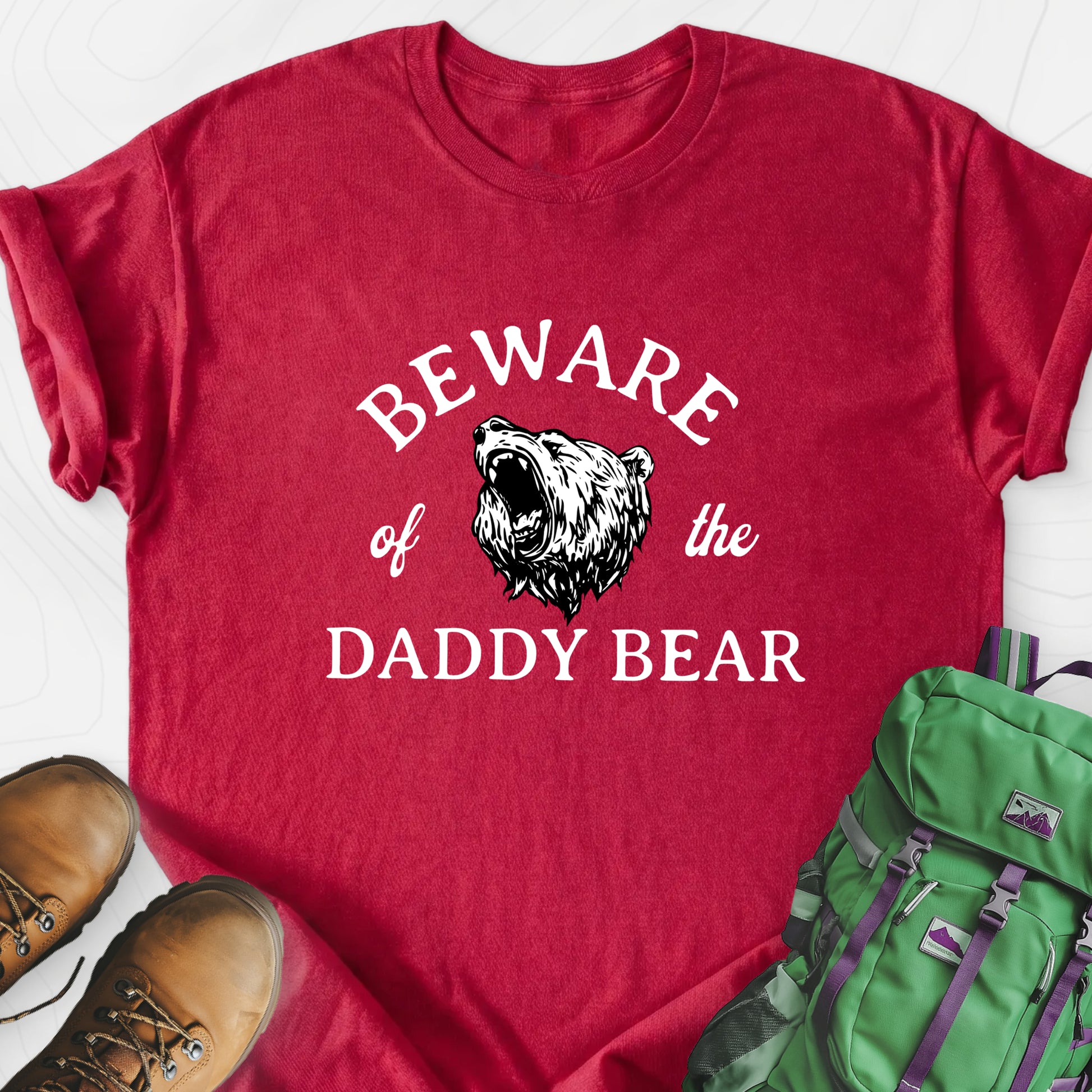 Beware of the Daddy Bear Heather Red front print lightweight T-shirt