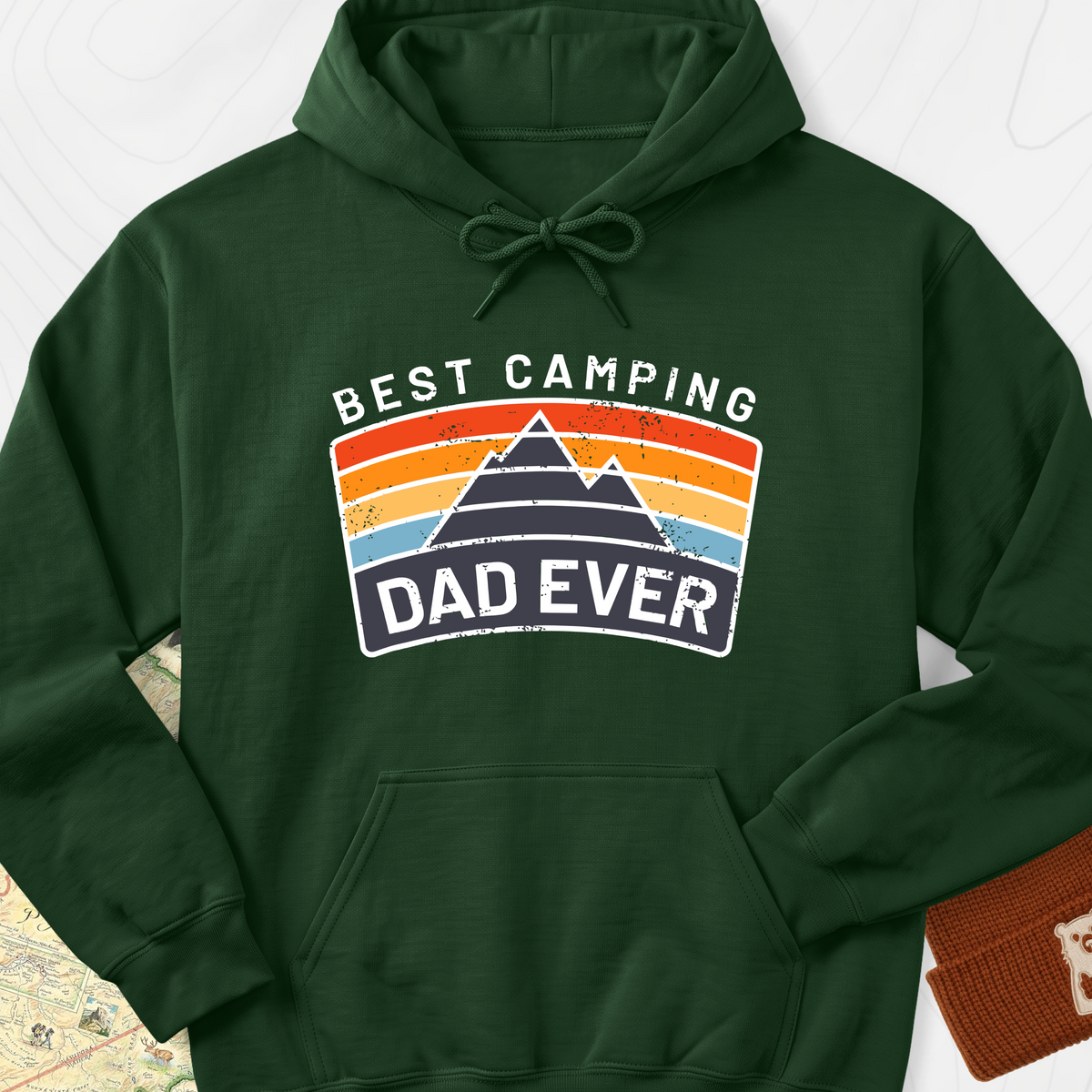 Best Camping Dad Ever Hoodie - Forest Green
