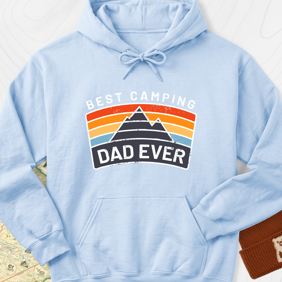 Best Camping Dad Ever Hoodie - Light Blue