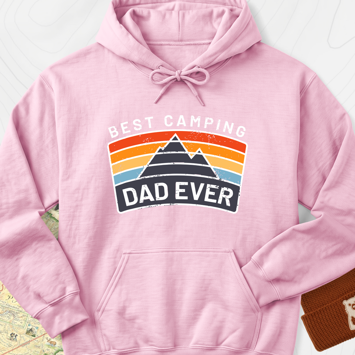 Best Camping Dad Ever Hoodie - Light Pink