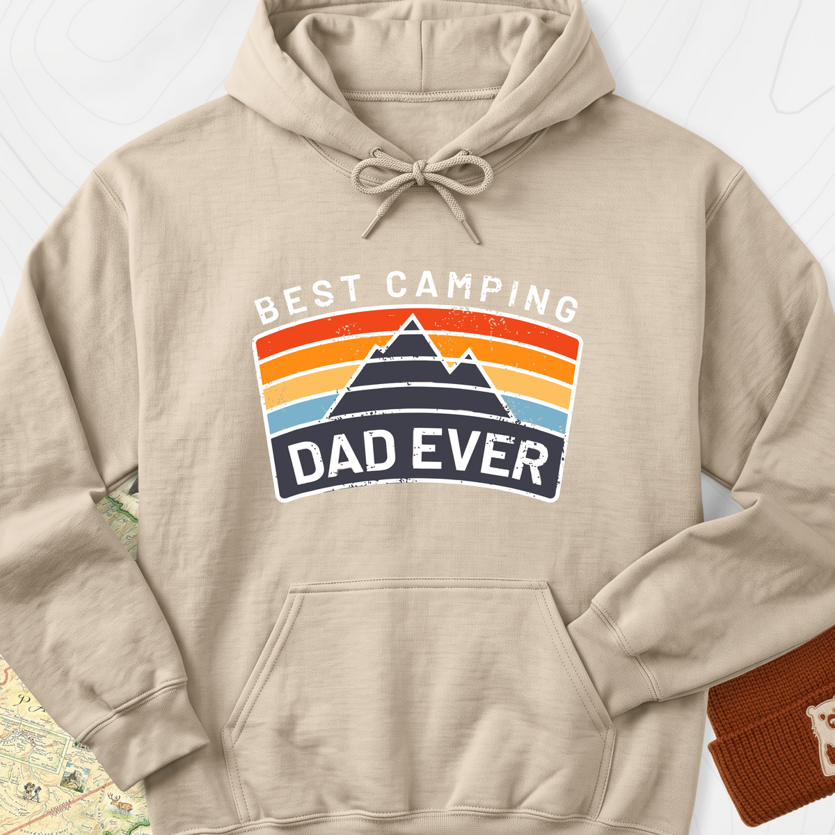 Best Camping Dad Ever Hoodie - Sand