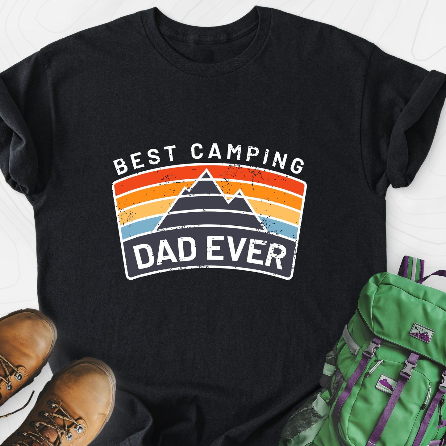 Best Camping Dad Ever Black front print lightweight T-shirt